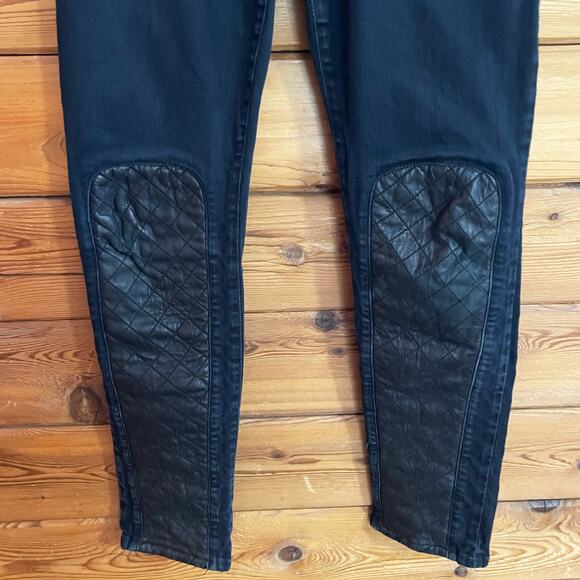 Joe's Jeans Corah Black Quilted Leather Knee Panel The Skinny Leg Jeans Size 29 - Picture 5 of 10